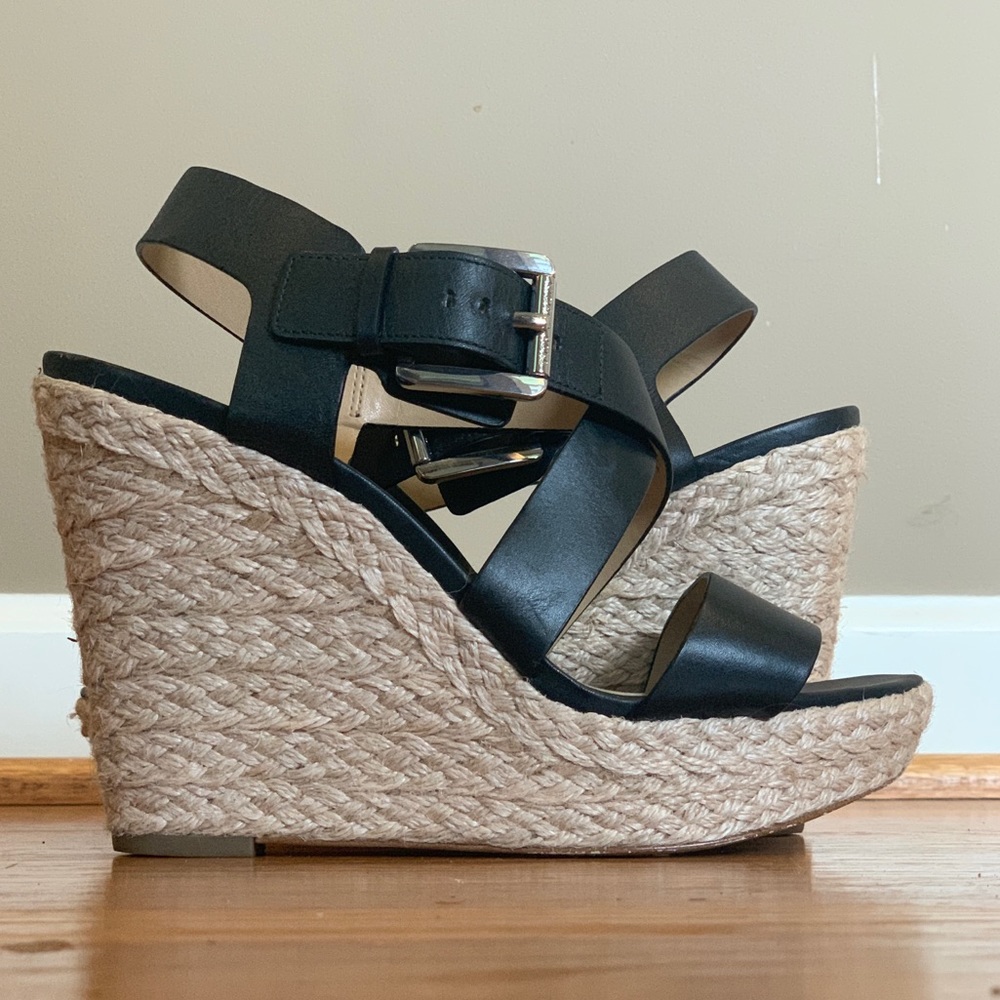 Michael by Michael Kors Black and Tan Wedges